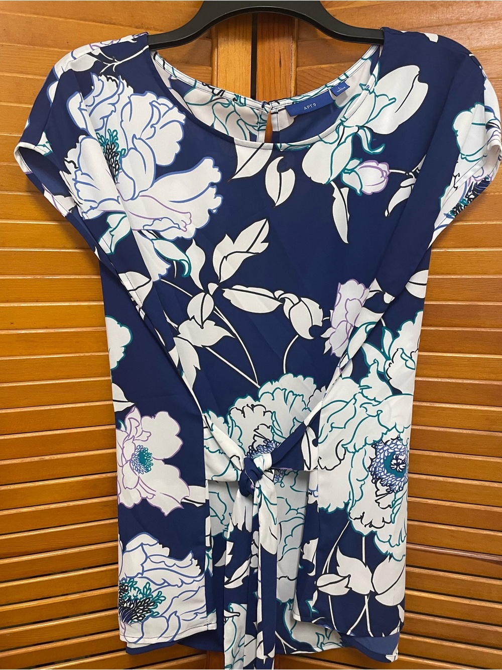 Apt. 9 Royal Floral Tie-Waist Women's Top
